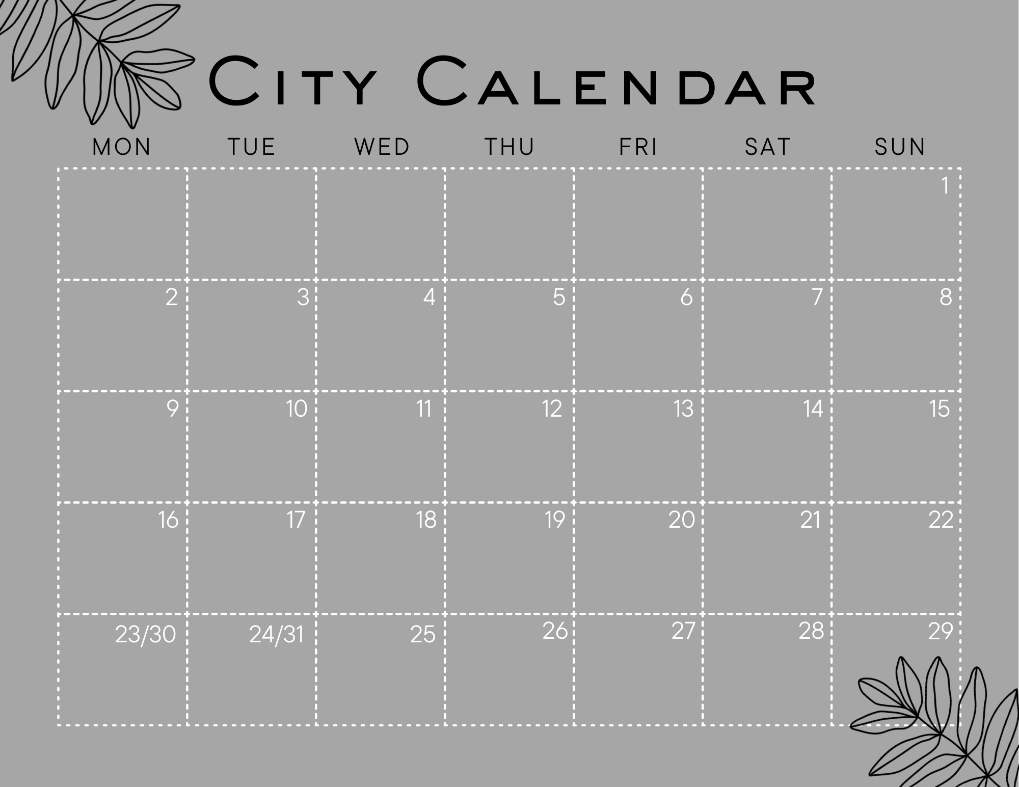 Monthly City Calendar